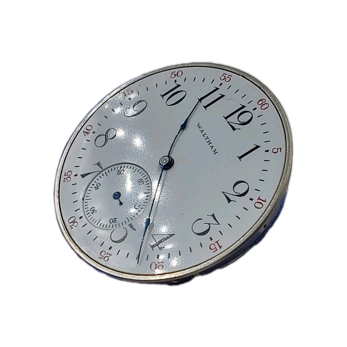 Waltham No 225 12s Movement Sunk Enamel Dial Hands Pocket Watch Parts 1742