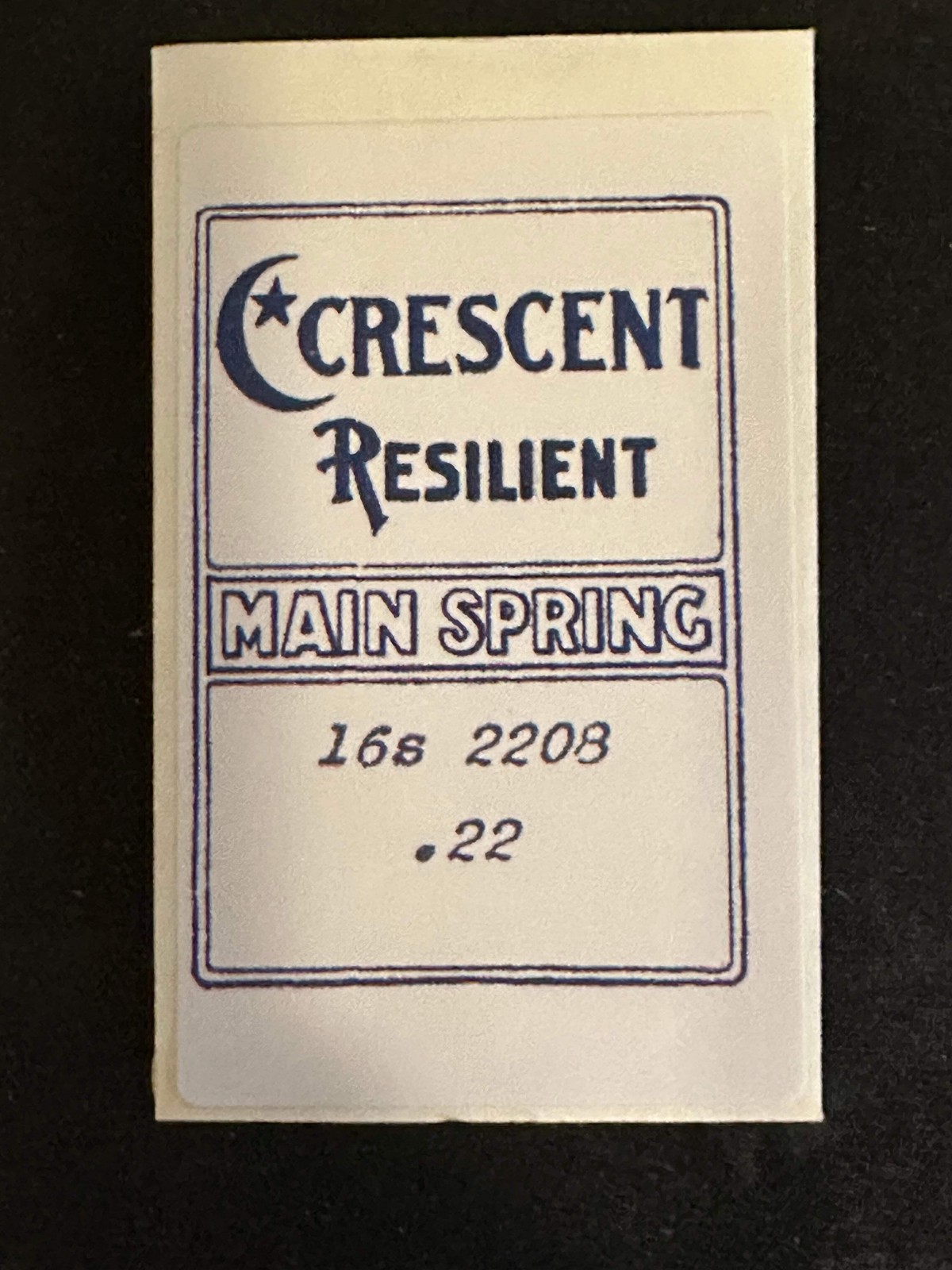 Crescent Resilient Mainspring for 16s Waltham Factory No. 2208 – Steel