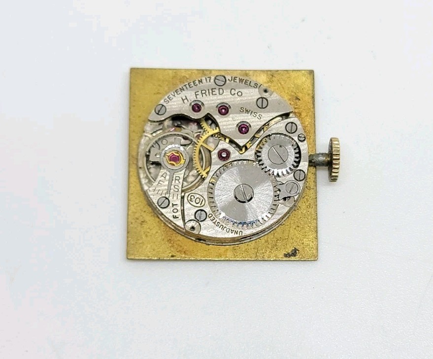 Vintage H. Fried Co Swiss 103 17J Mechanical Wrist Watch Movement Runs
