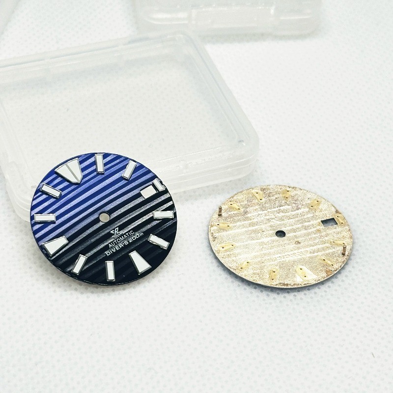 S-LOGO NH35 Dial 28.5mm Samurai-Style Studs Green Luminous for NH35 Movement