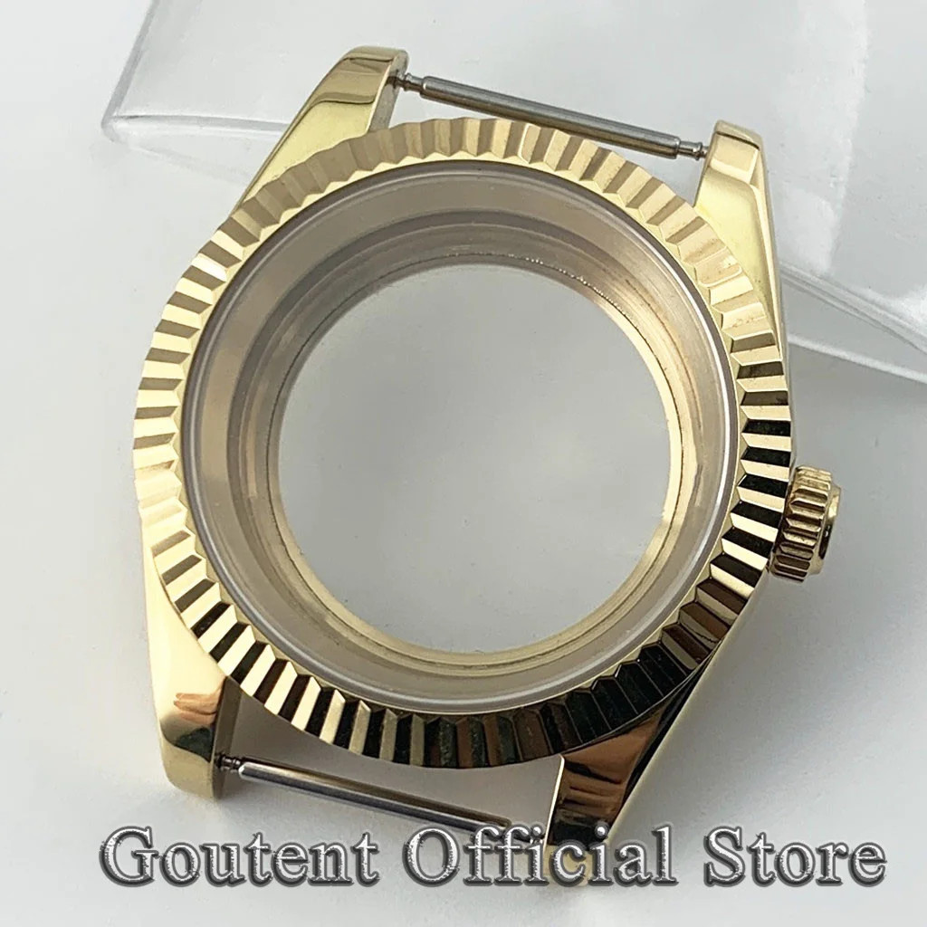 Men’S Gold Sapphire Glass Watch Case 36Mm 39Mm Fit PT5000 NH34 NH35 NH36 ETA 282