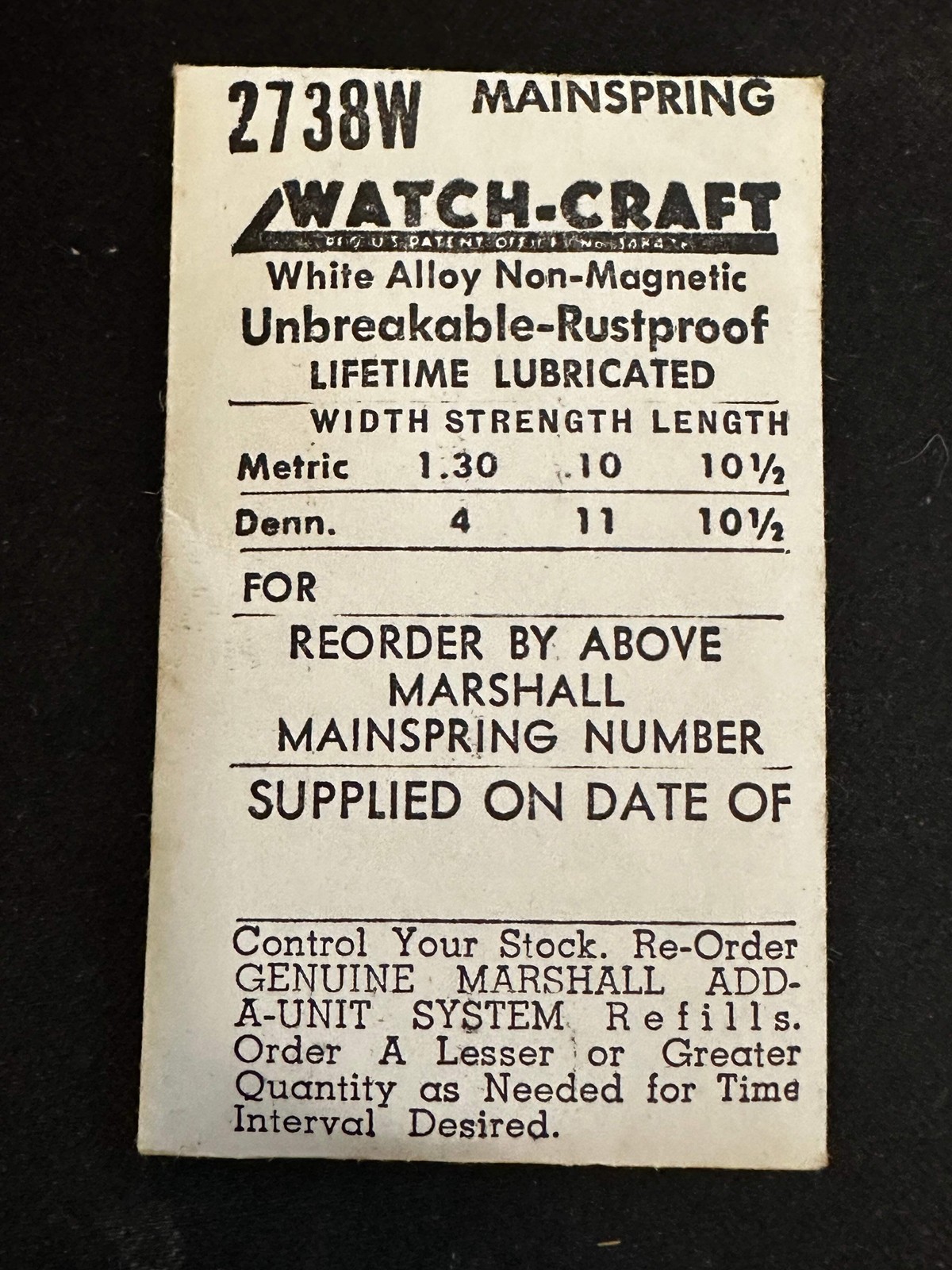 WATCH-CRAFT Mainspring 2738W for Kurth 25-451, GSW 23.7 – Alloy