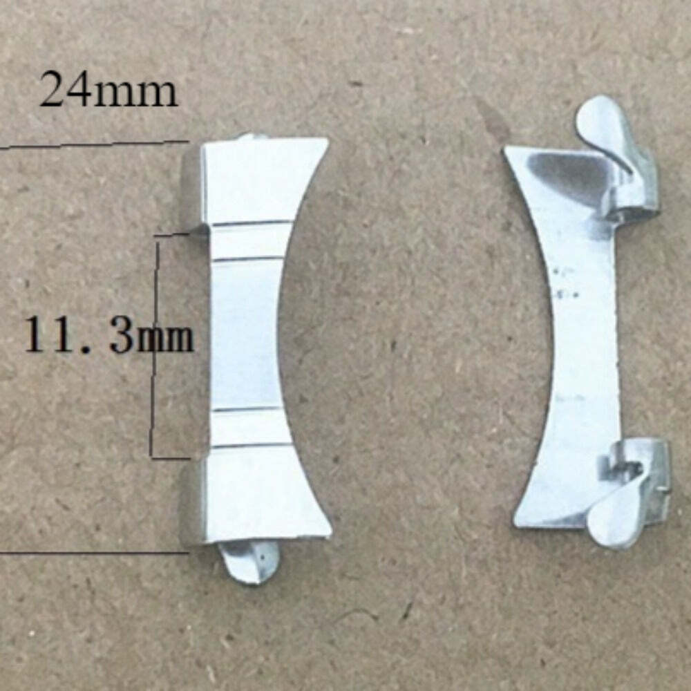 Silver S/S 24×11.3mm Curved End Links Spring Bars Bracelet Watch Band Strap#33