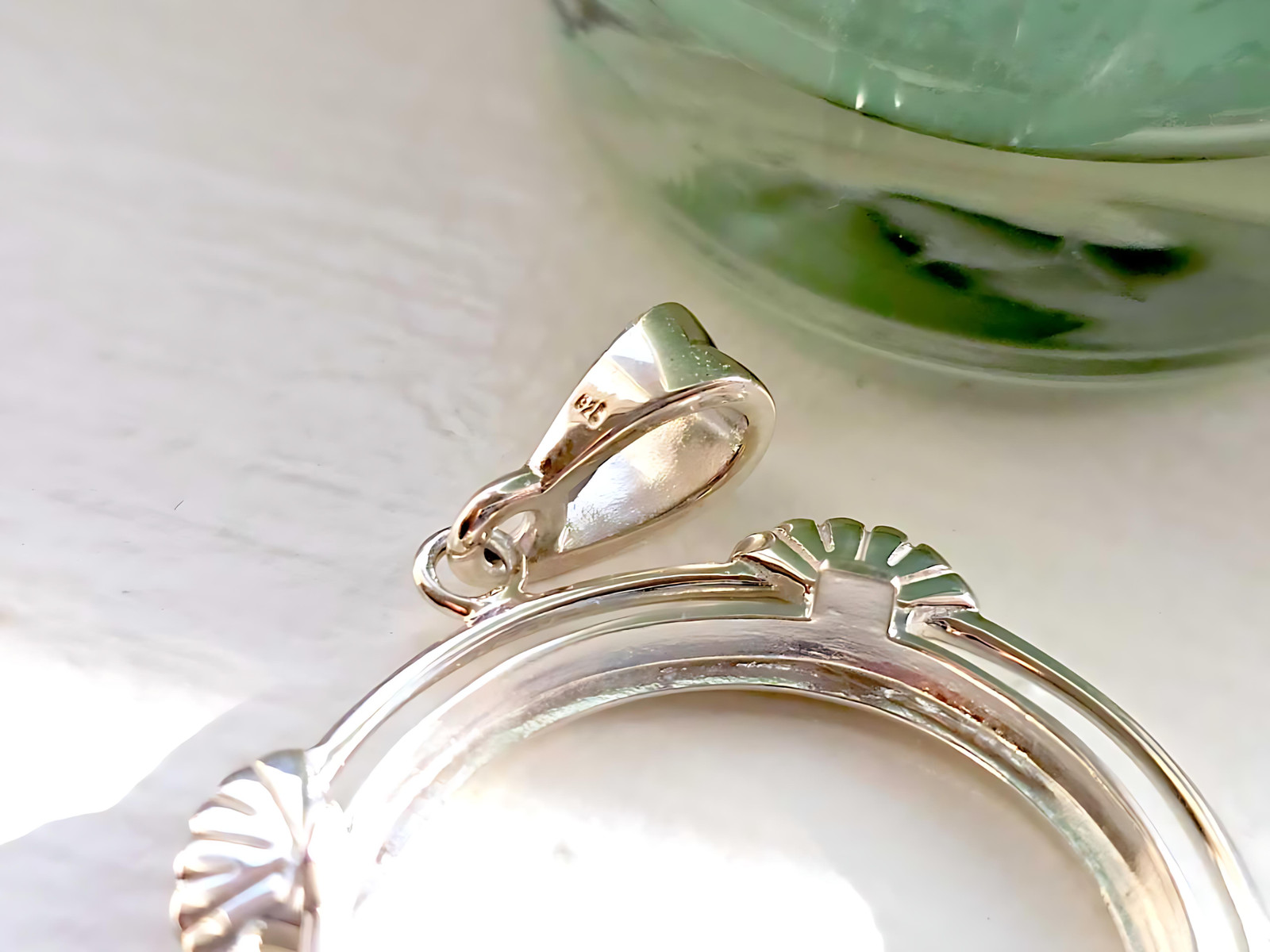 925 Sterling Silver Prong Back Clamshell Edge Bezel for 24mm Quarter 25Cent