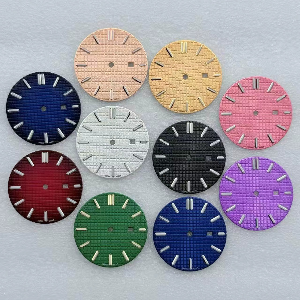 25.8Mm No Logo Waffle Texture Watch Dial Ladies Style Green Lume Modified for Se