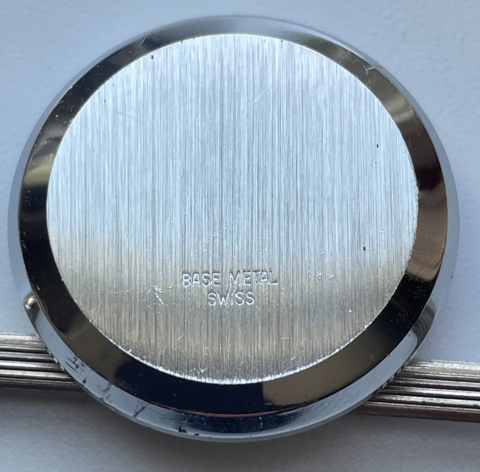 Vintage E Gluck Trading Swiss Watch Case Back Base Metal Silver Tone 28mm Parts