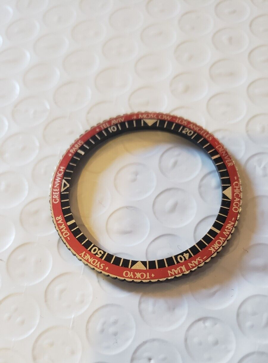 NEW Vintage 50’s 1960’s Clinton Cimier Watch Bezel World Cities 38mm Red Black