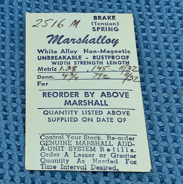 MARSHALLOY 2516M mainspring bridle (4.75 X 7.5 X 11/32) NOS (WA95-END) R