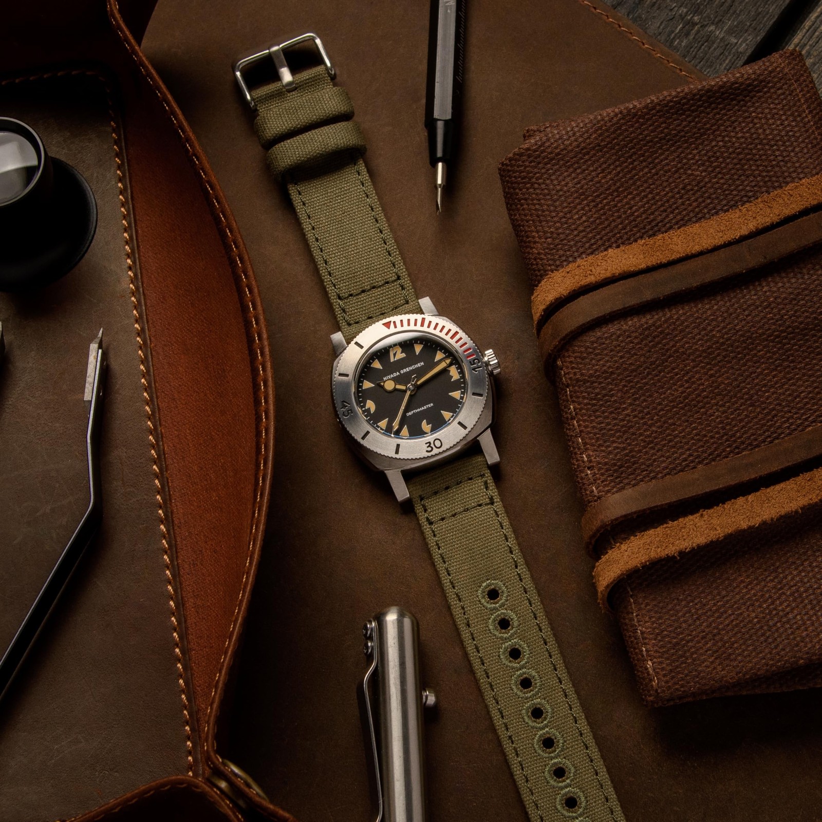 Archer Watch Straps – Canvas Quick Release Watch Bands (Faded Olive, 20mm)