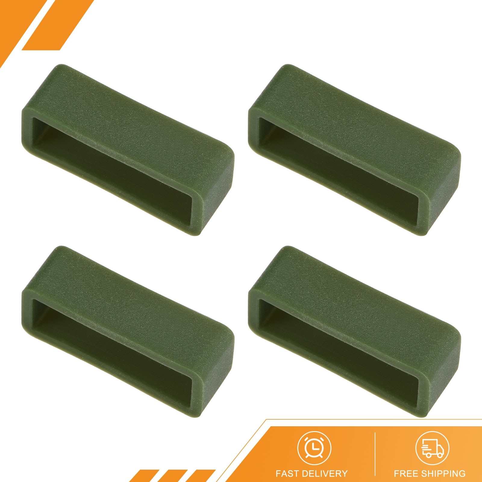 Watch Band Strap Loops Silicone for 22mm Width Watch Band Dark Green 4pack