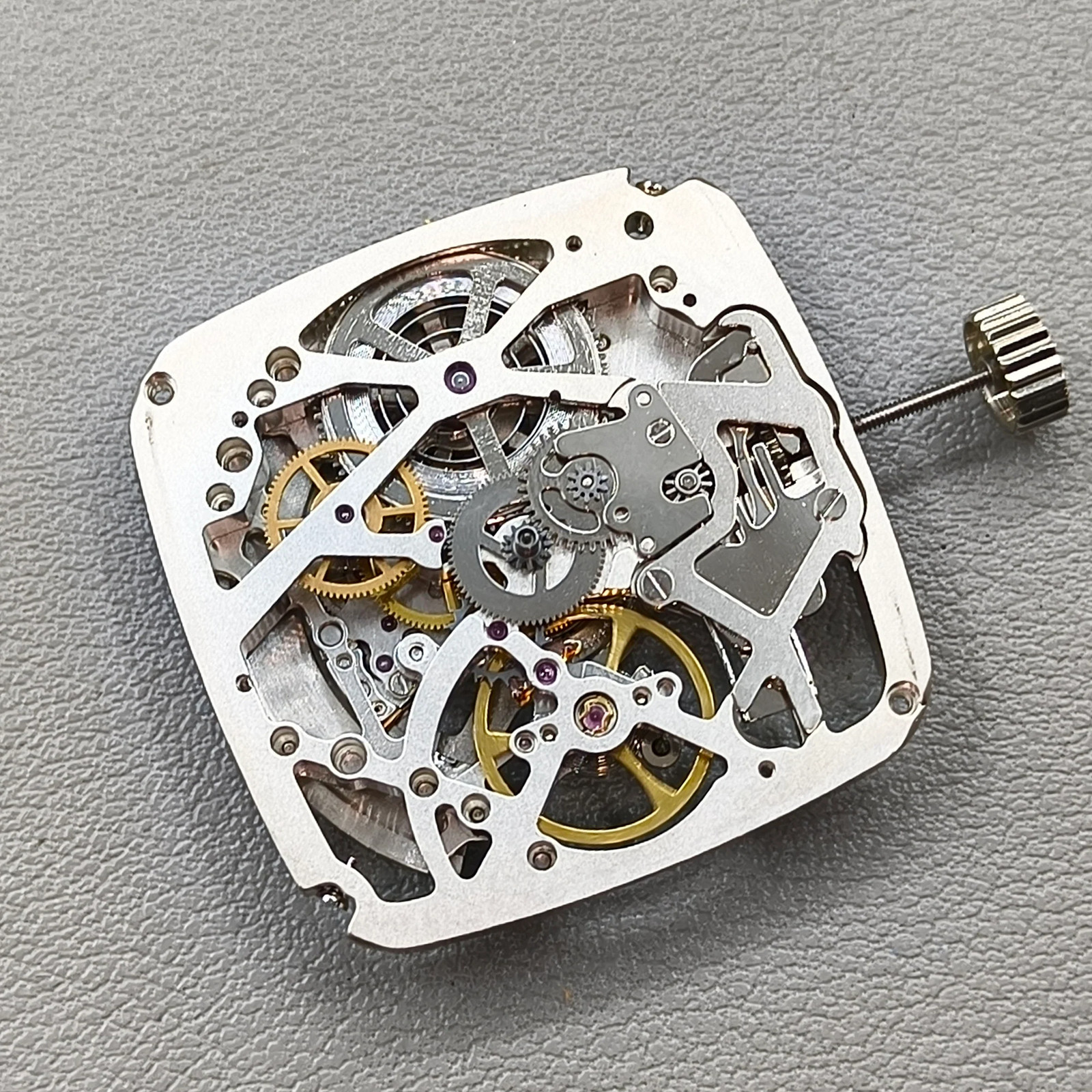 Silver Tianjin Seagull ST25 Square Automatic Mechanical Movement 3 Hands Hollow