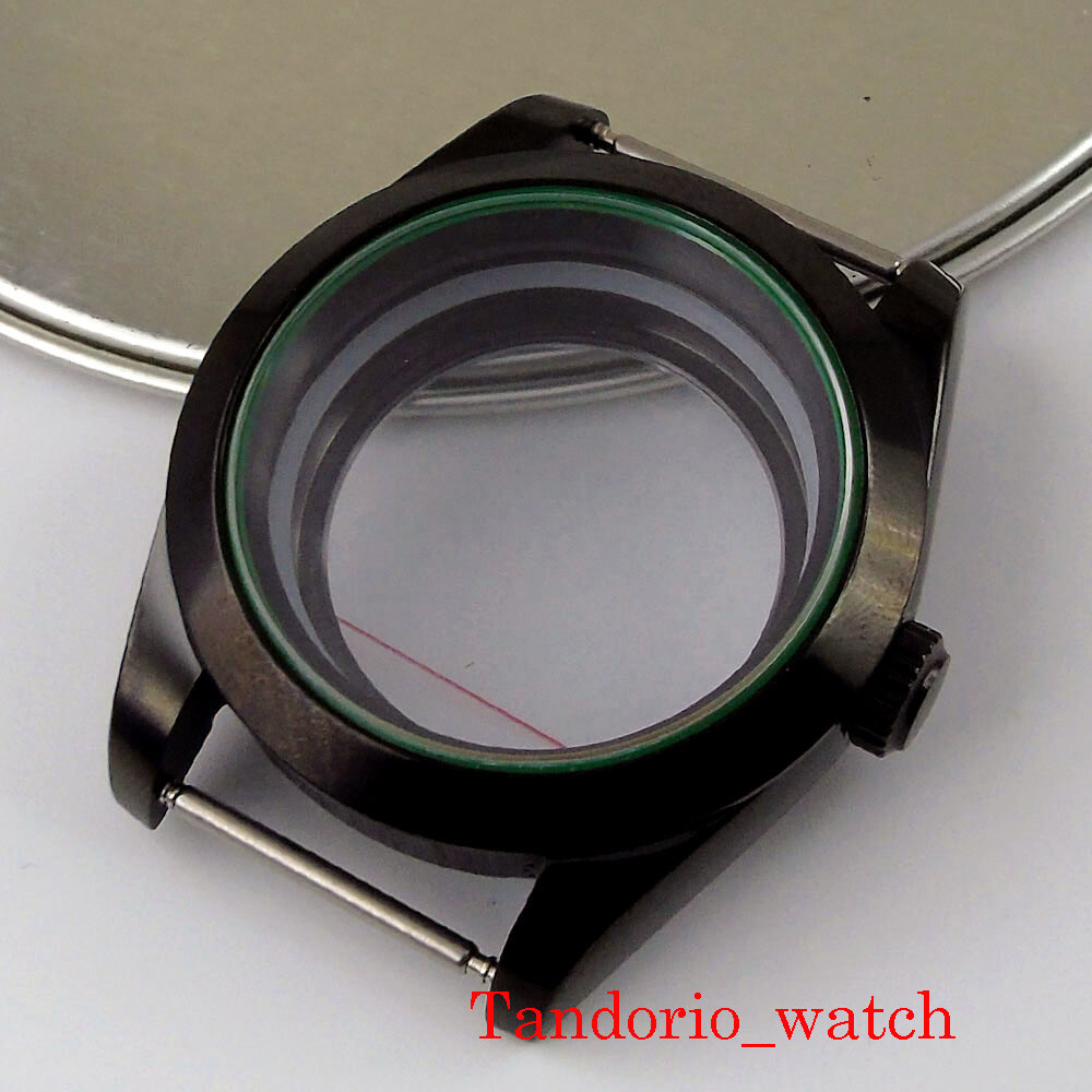 36mm Black PVD Plated Polished Watch Case Sapphire Glass For NH35 NH36 MIYOTA