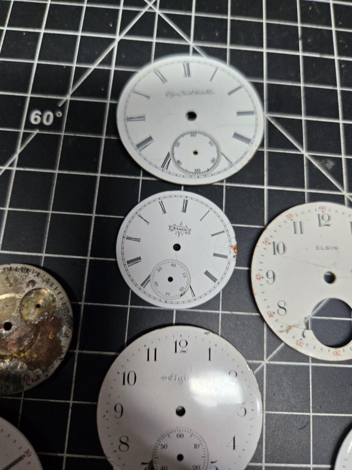 vintage elgin pocket watch dial lot repurpose steampubk craft sub railroad