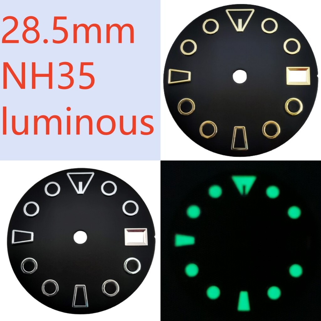 28.5mm Watch NH35 Dial luminous Automatic movement fit 3 o’clock 3.8 o’clock