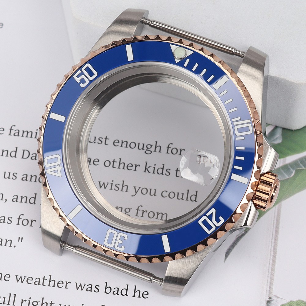 40mm Vintage Blue Ceramic NH35 Watch Case Sapphire 10ATM For Seiko NH35 ETA 2824