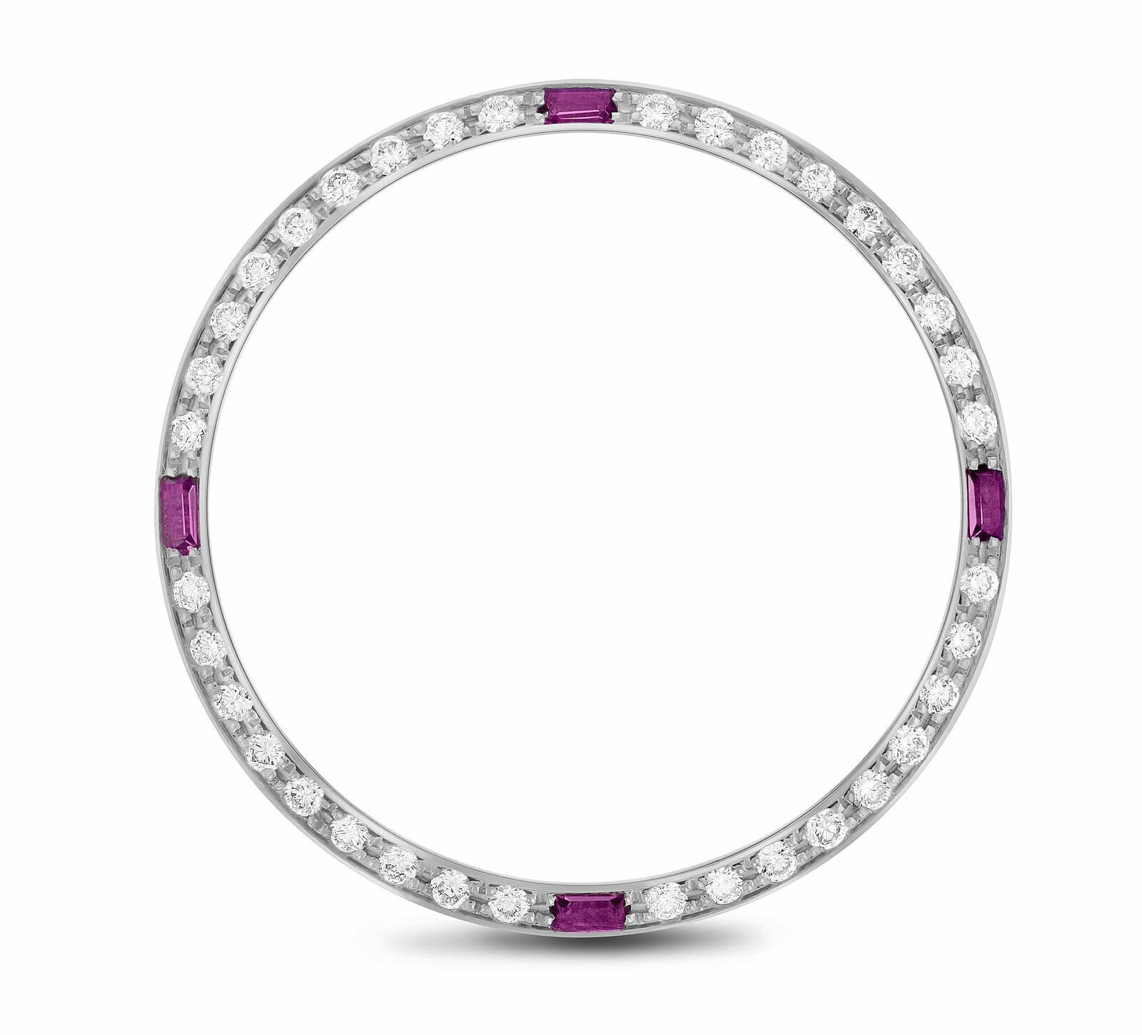 .90CT BEAD SET NATURAL DIAMOND BEZEL 14KW GOLD FOR ROLEX DATE 34MM WITH 4 RUBIES