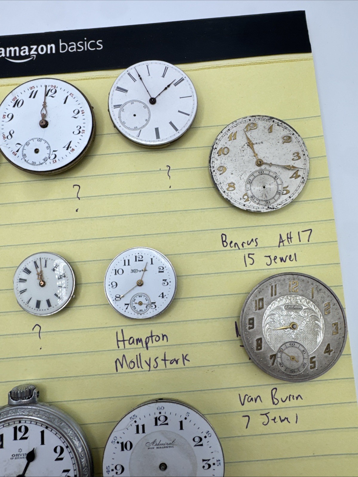 Vintage Pocket Watch Movement Parts lot New Era Benrus Roamer Admiral Van Buren