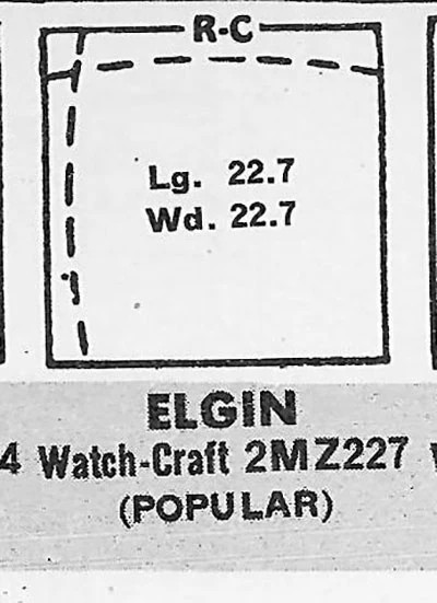ELGIN : 5705A, 5705H & 5705L – Square 22.7mm x 22.7mm