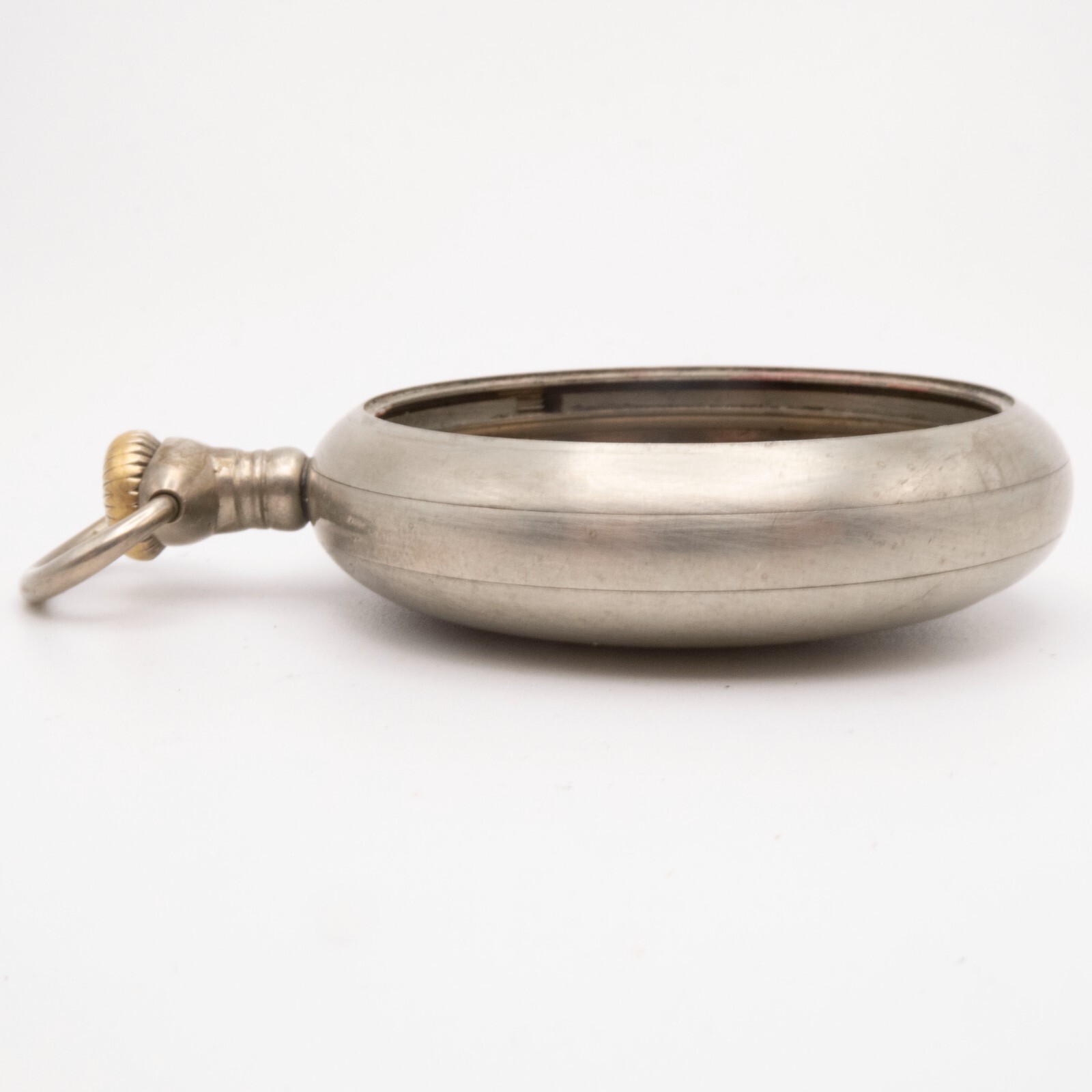 Wadsworth 18-Size Open-Face Nickel Antique Pocket Watch Case with Train Motif