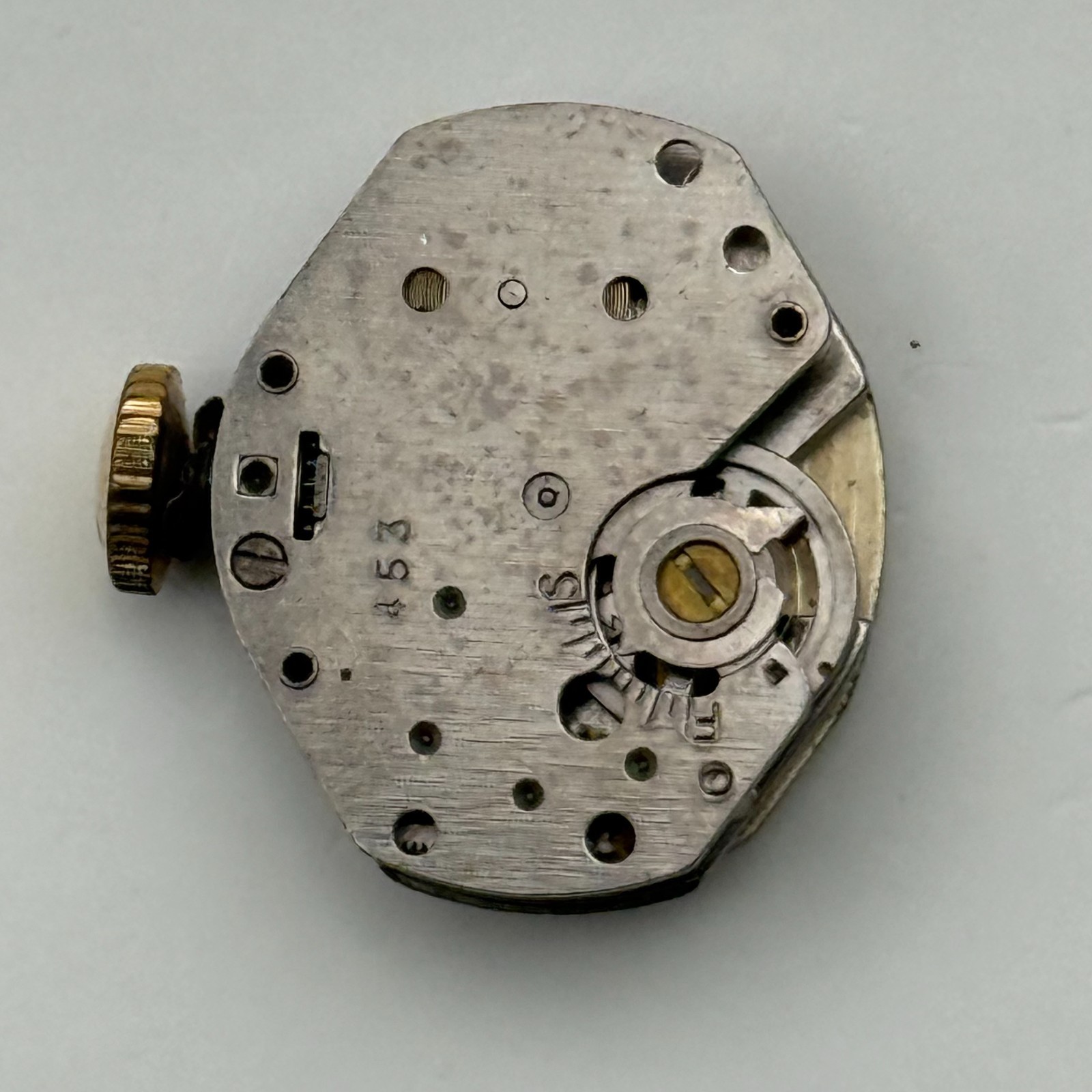 Timex 453 Watch Movement Great Britain Manual Wind Vintage Parts Repair 14.2mm