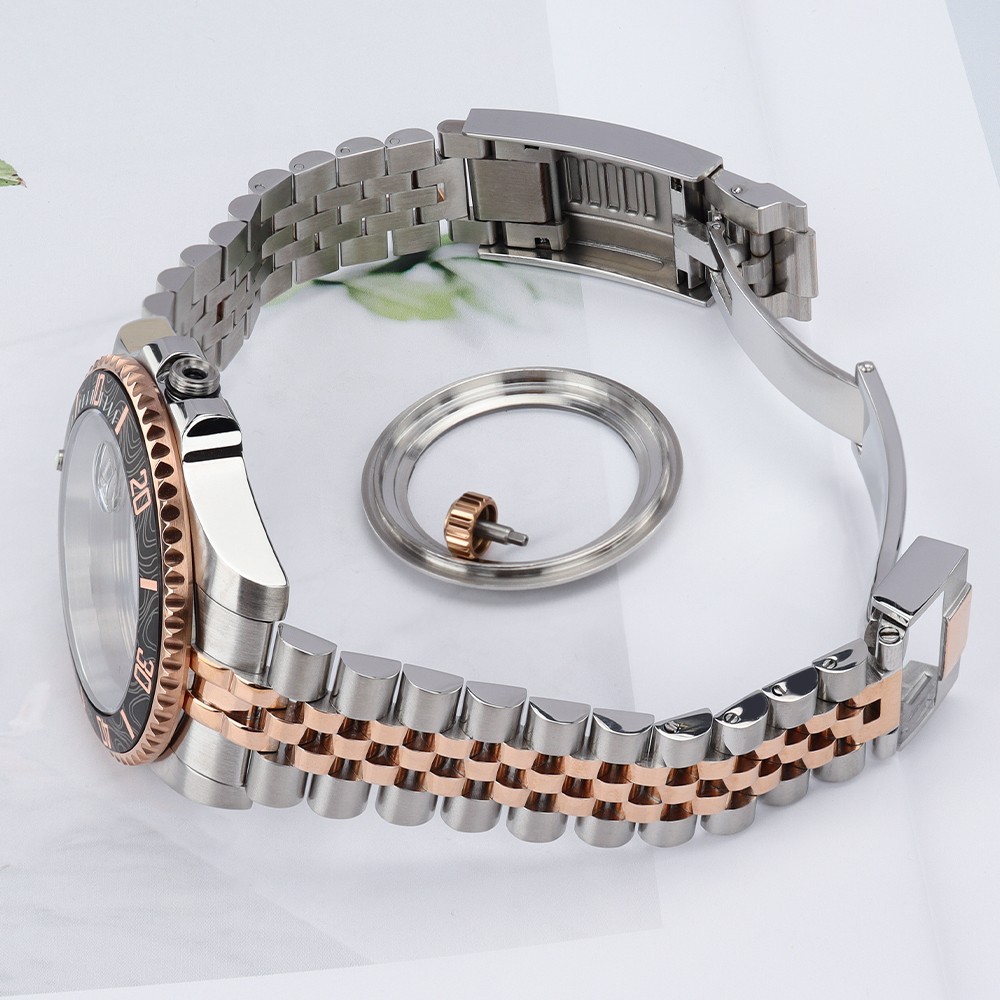 40mm Pilot Oyster Watch Case Bracelet Ceramic Bezel 10ATM For SII NH35 Movement