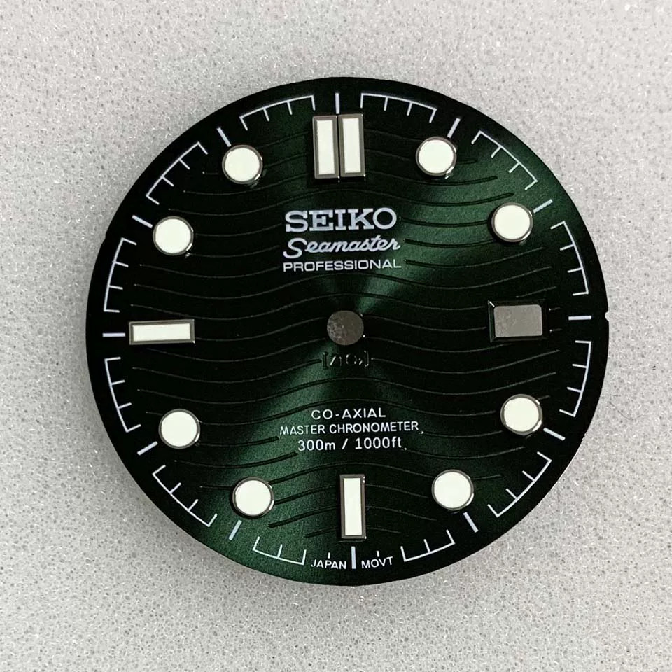31.8mm Black Watch Dial+Hands Green Luminous for NH35 NH36 Movement Watch Parts