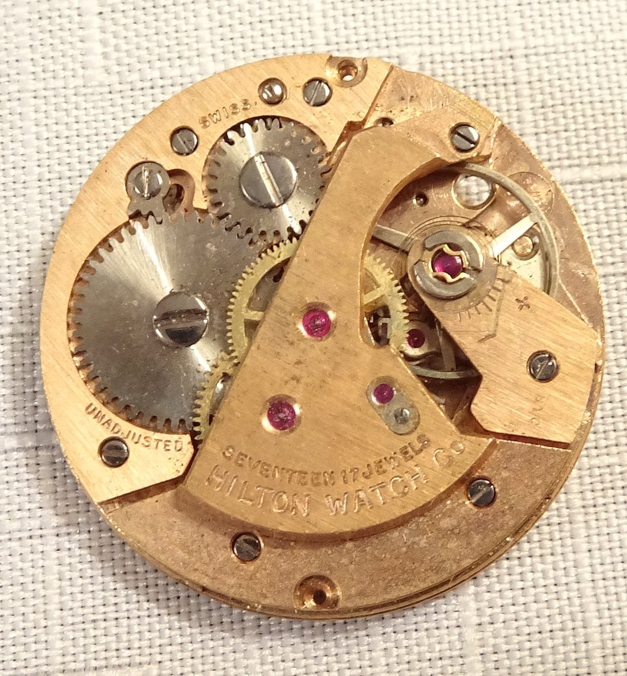 Hilton Wristwatch Movement 17J Antique Swiss Parts or Repair