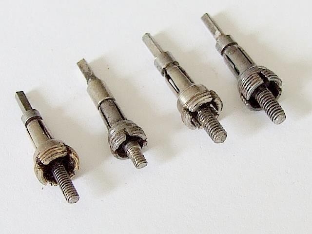 4 x American mixed pocket watch stems & sleeves for Waltham, Elgin etc