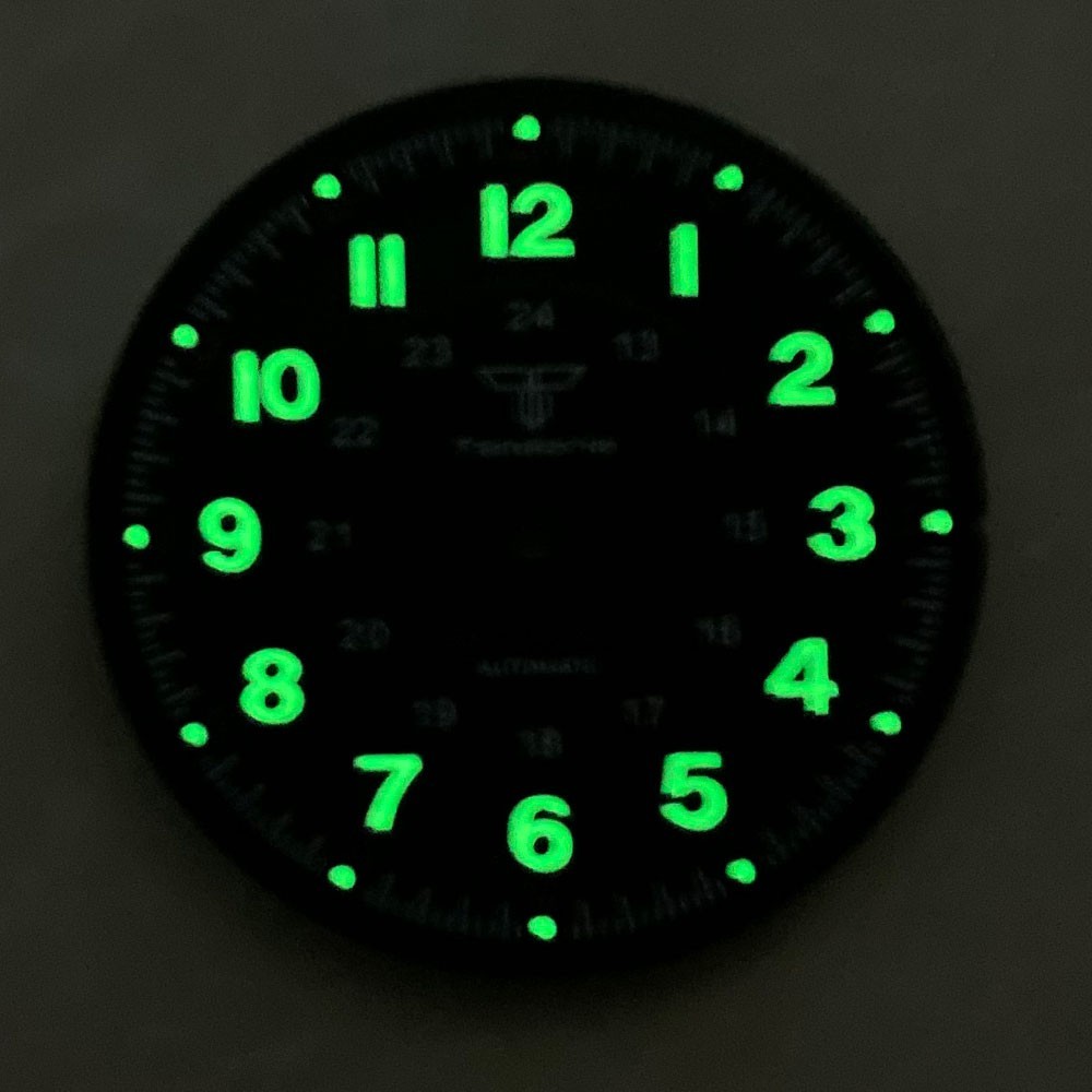 29mm Black Retro Pilot Lume Watch Dial Face Fit NH35 ETA2824 Miyota8215 Movement
