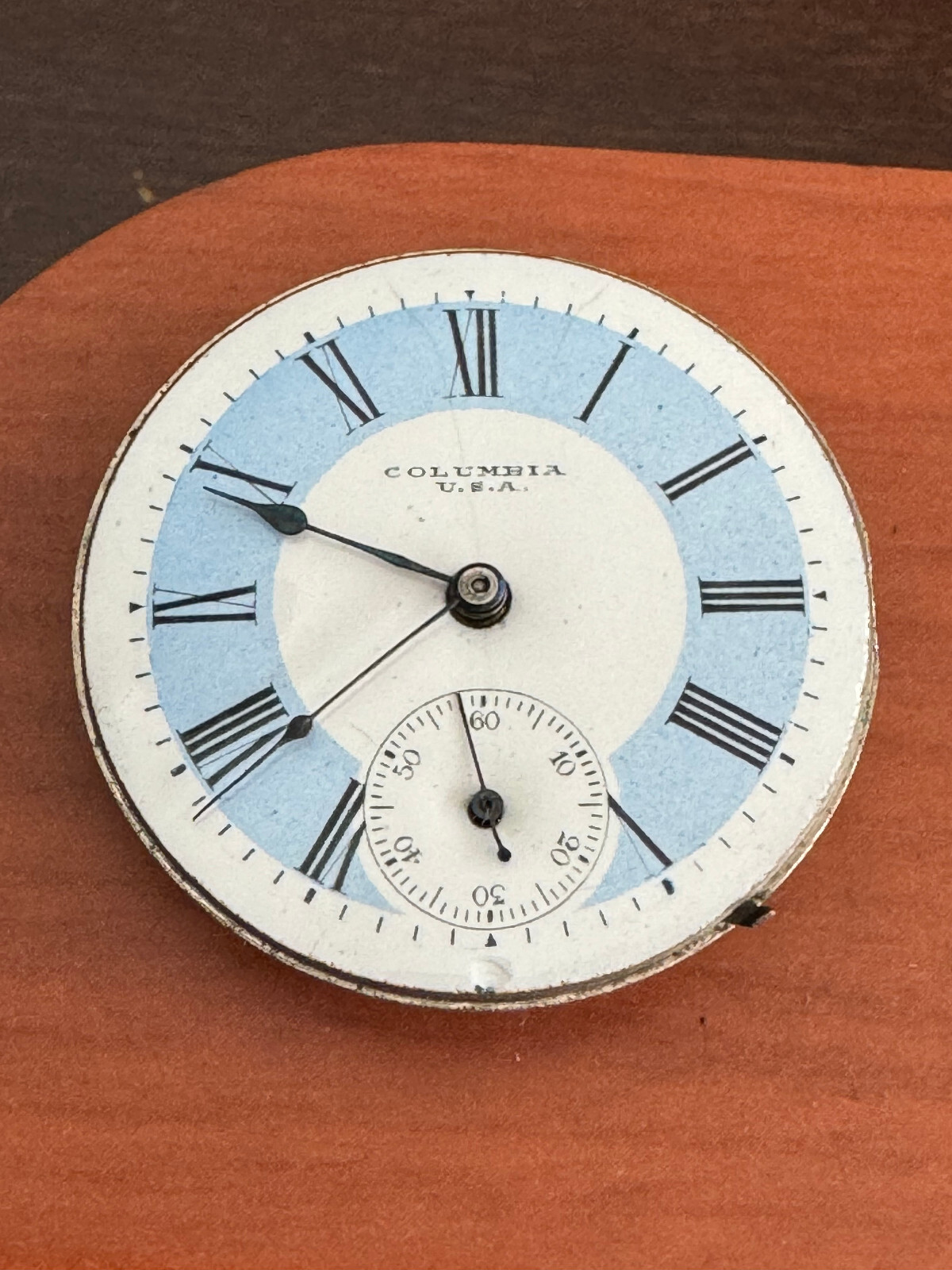 VINTAGE 6 SIZE COLUMBIA NY STANDARD POCKET WATCH MOVEMENT GR. 44 FANCY DIAL