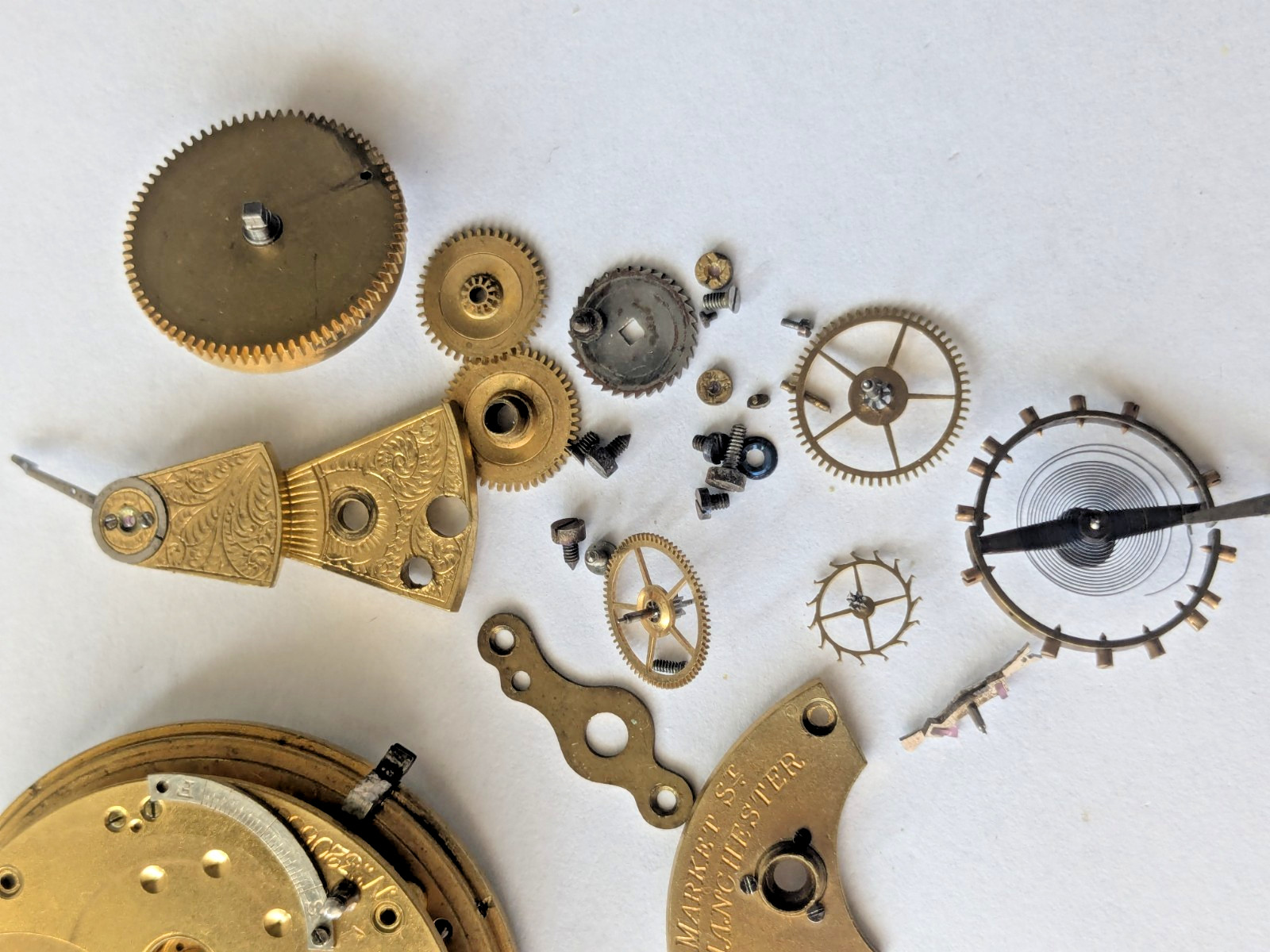 4x Disassembled English Pocket Watch Movements Parts Lot (Samuel, Fattorini) el4