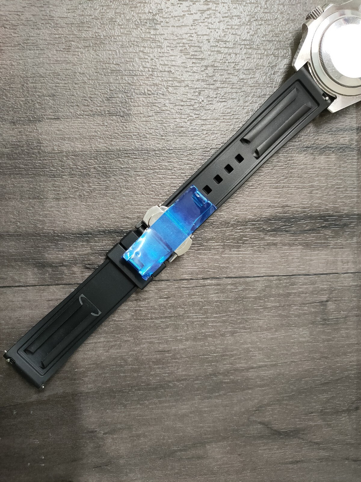 For Seiko Tissot Citizen Watch 20mm 22mm Black Rubber strap Butterfly Clasp