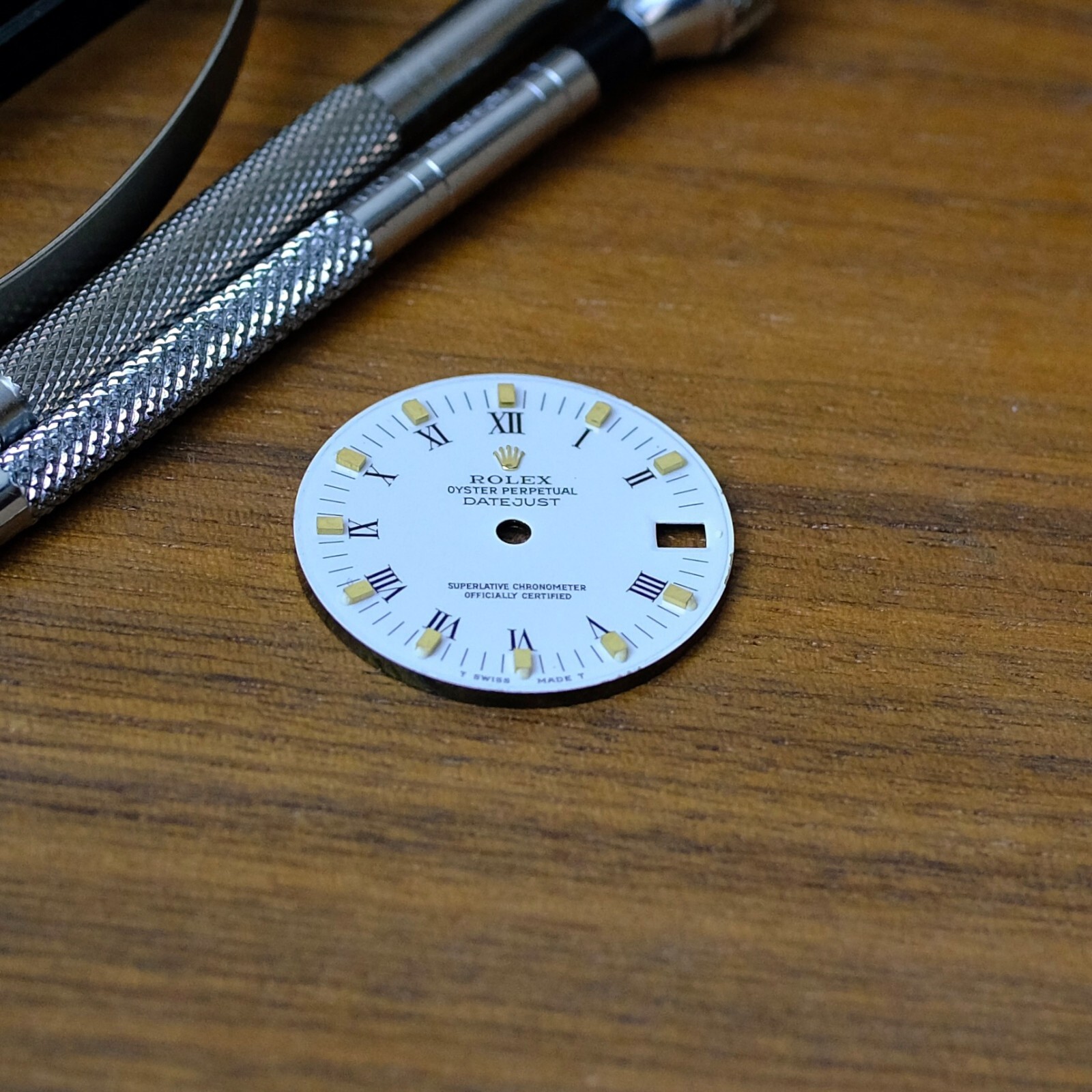 AUTHENTIC ROLEX OEM 31MM DATEJUST WHITE ROMAN DIAL W/ GOLD INDEX 68274 MID-SIZE