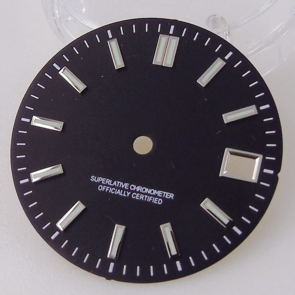 luminous 29mm Black no logo watch dial for NH35A MIYOTA2824 PT5000 Movement