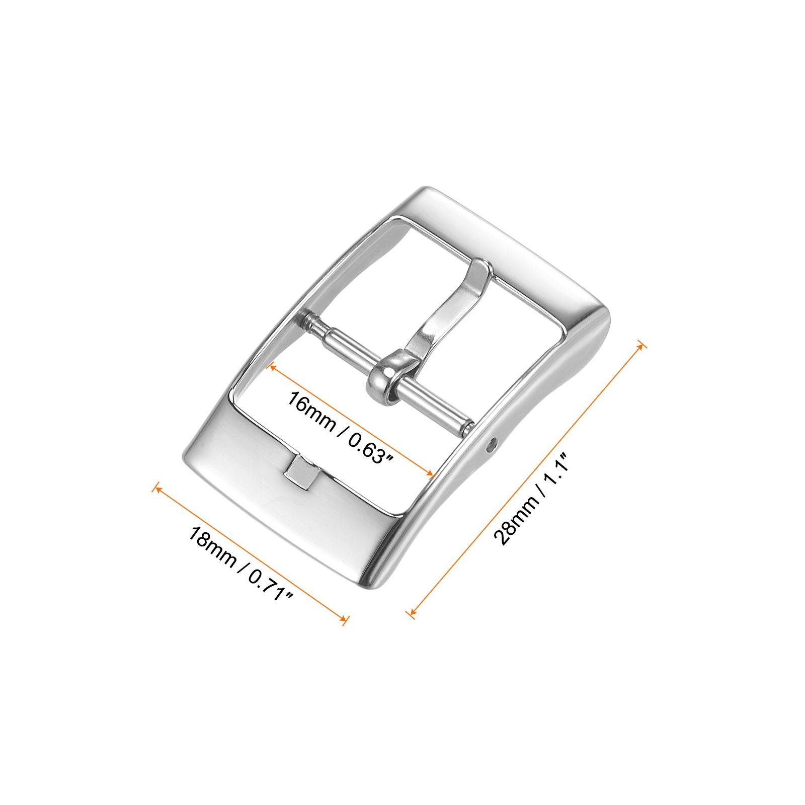 Watch SUS304 2 Pcs Silver Tone Buckle for 16mm Watch Bands with 2Pcs Spring Bar