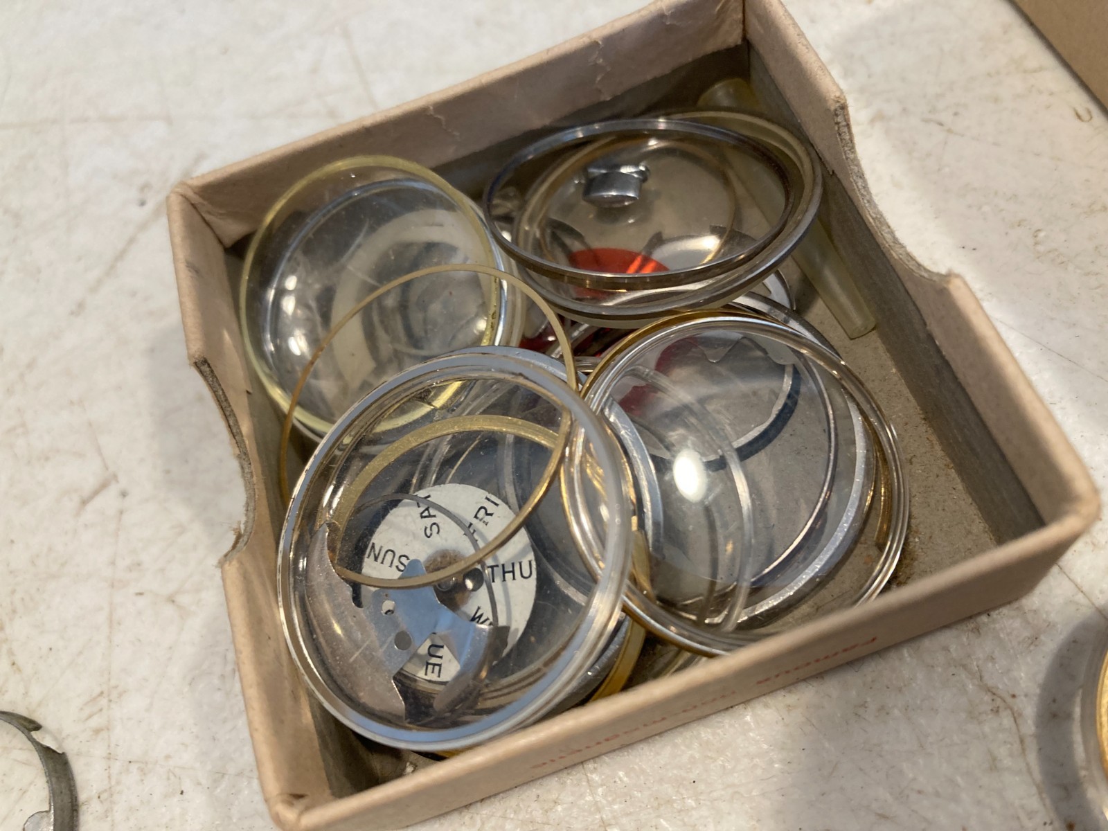 Large Vintage Watch Crystal Bezel & Retaining Ring Parts Lot Glass Acrylic