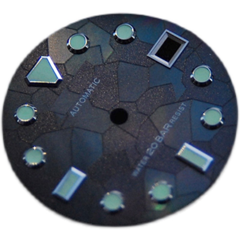 28.5mm Meteorite Watch Dial Green Luminous Date For NH35 4R 6R Movement