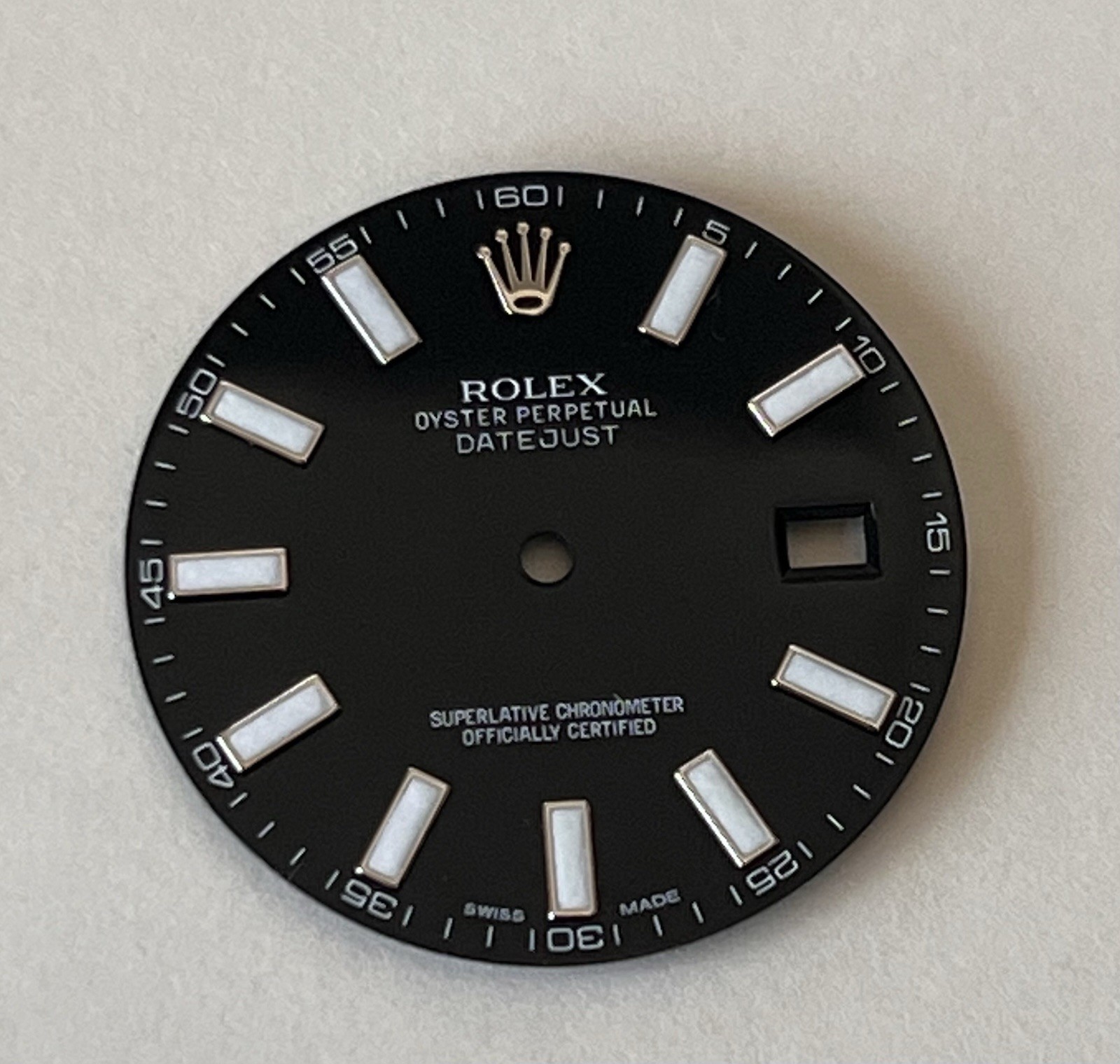 Genuine Factory Rolex Black Luminus Stick Dial 41mm Datejust II 116334 OC# 336