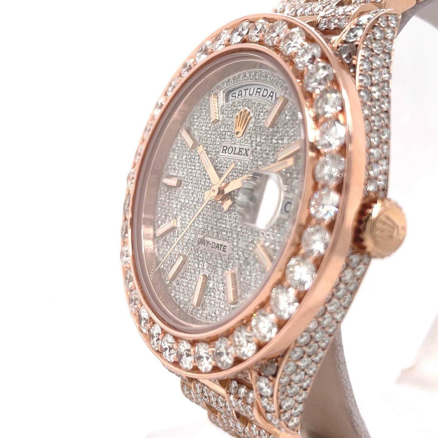 Rolex Day-Date 40 mm Automatic 18k Everose Gold Custom Bust Down Men’s 228235