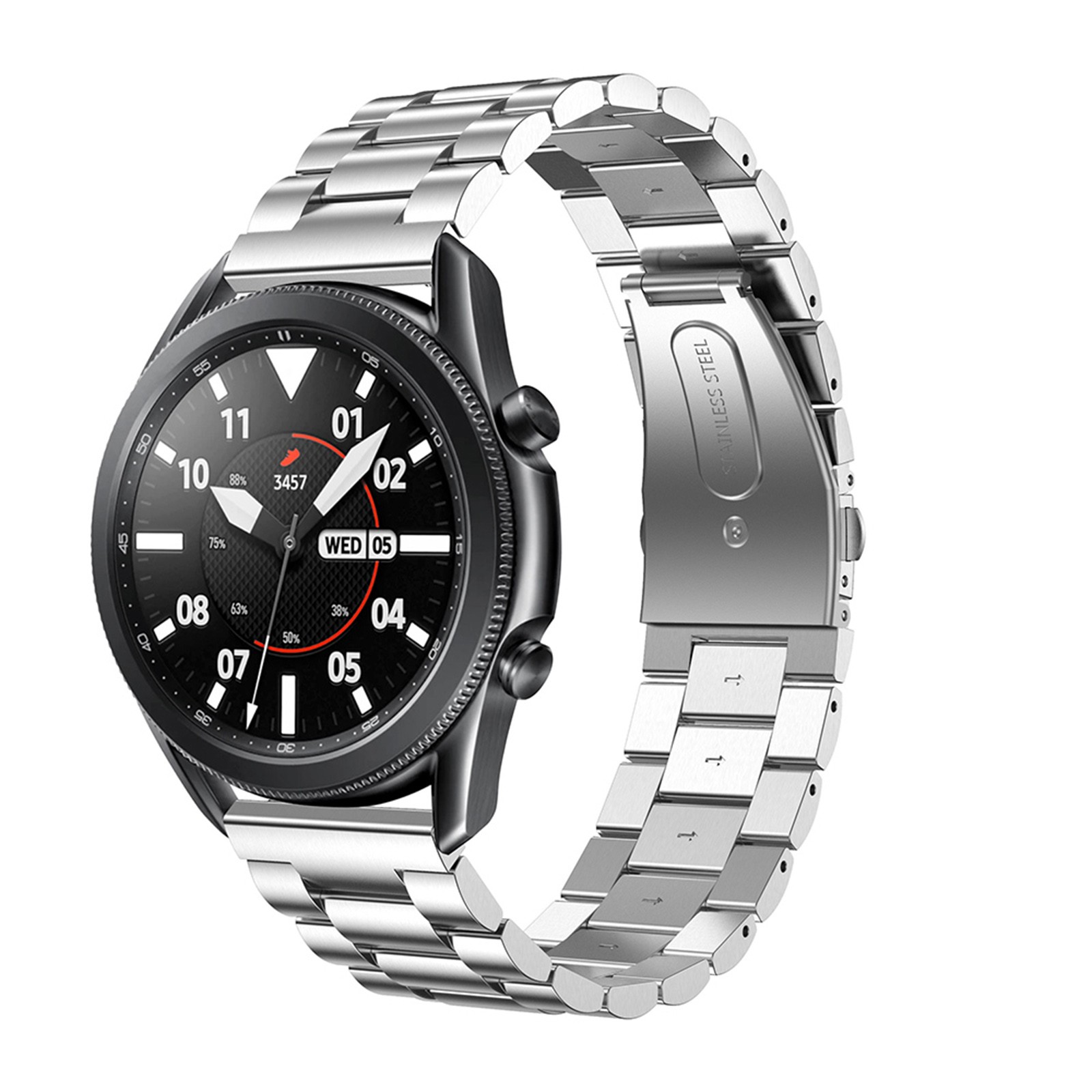 For Samsung Galaxy Watch3 41mm/45mm Solid Stainless Steel Watch Strap