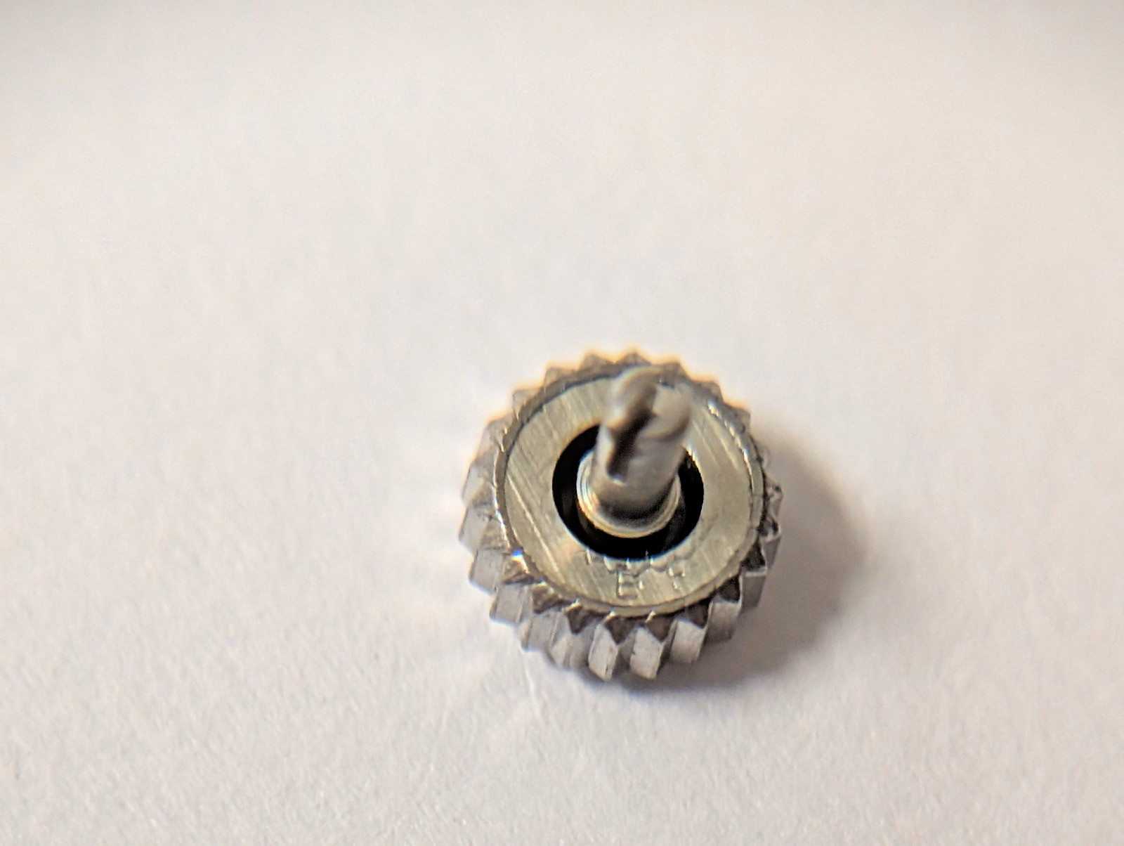 Genuine Omega crown 4.3-4.5mm approx. WHITE, split medium stem, for watch repair