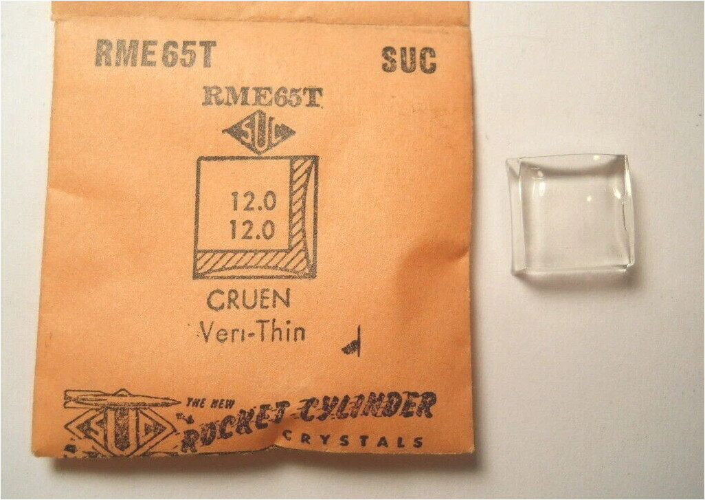 SUC RME65T Watch Crystal For Gruen Veri-Thin – 12.0 x 12.0 mm Replacement Repair