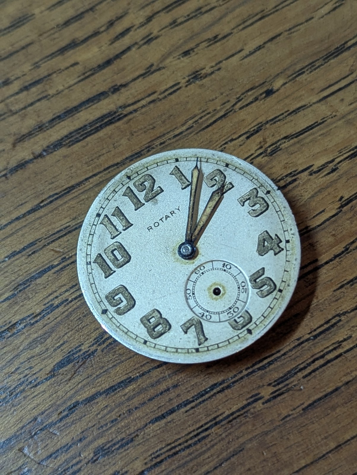 Rotary 0/440 Mens Military Style Watch Movement/Dial/Hands, Working #P862