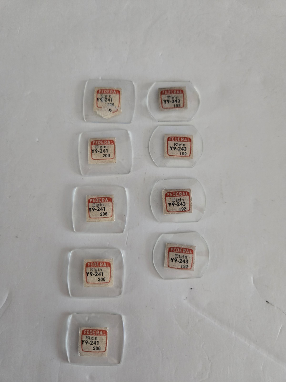 Federal Glass Wrist Watch Crystals- Elgin Y9-241 & Y9-243 Lot Of 9