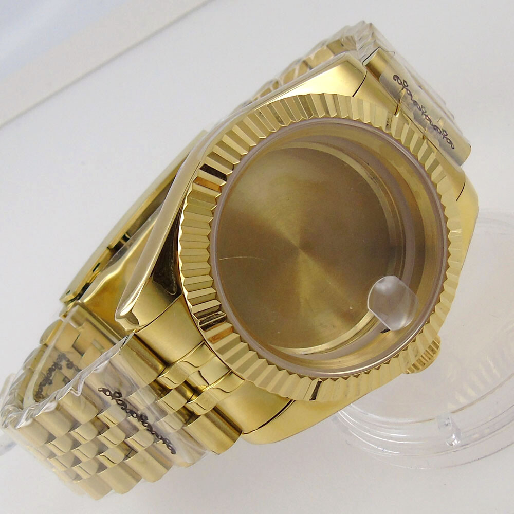 Golden 36mm 39mm fluted bezel Watch Case fit for NH35 NH36 Miyota 8215 2836 2824
