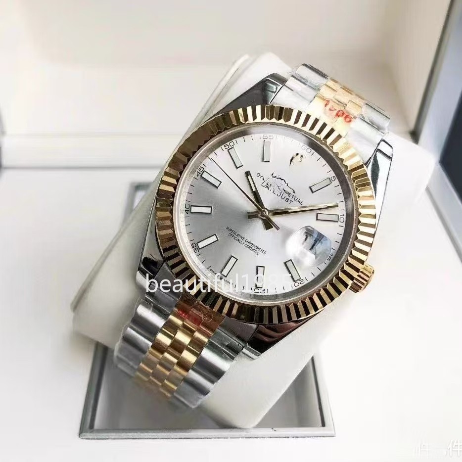 DIY Watch Part Kit for Datejust 2824 41mm Two tone Case+Dial+Hands+Steel Strap
