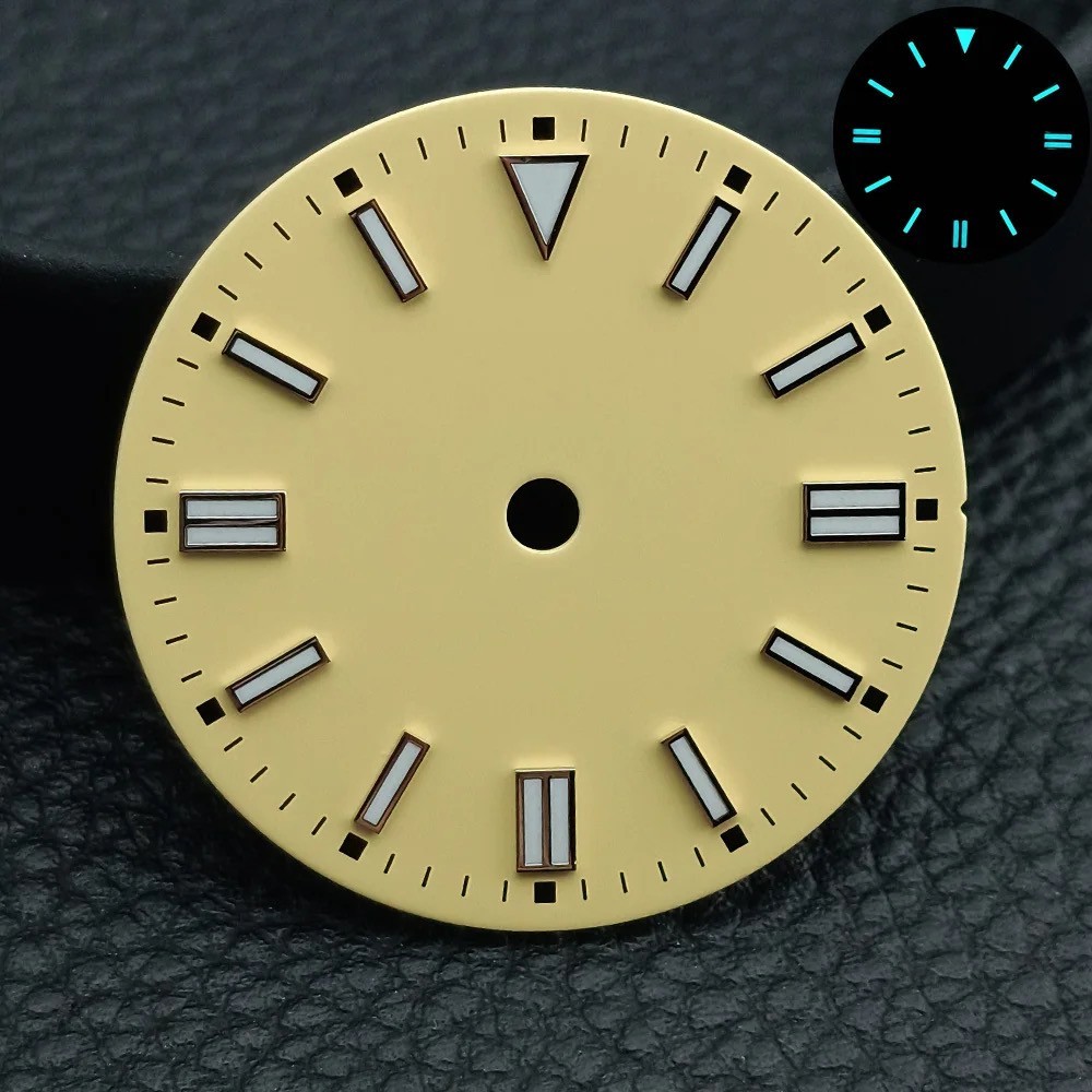 28.5mm Watch Dial Double Nail Scale No Logo Fits NH35/36 Case Mods Blue Lume