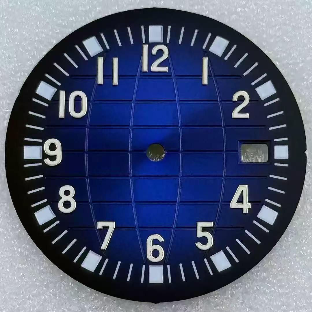 32mm Striped Watch Dial Green Luminous Date Fit NH35/NH36 Movement