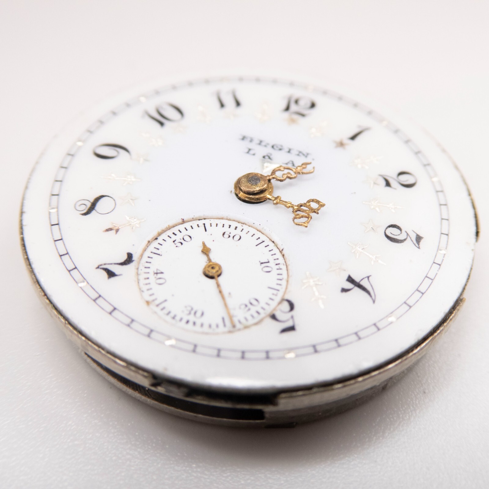 Elgin Grade 269 0-Size 7-Jewel Antique Pocket Watch Movement, Nice Fancy Dial