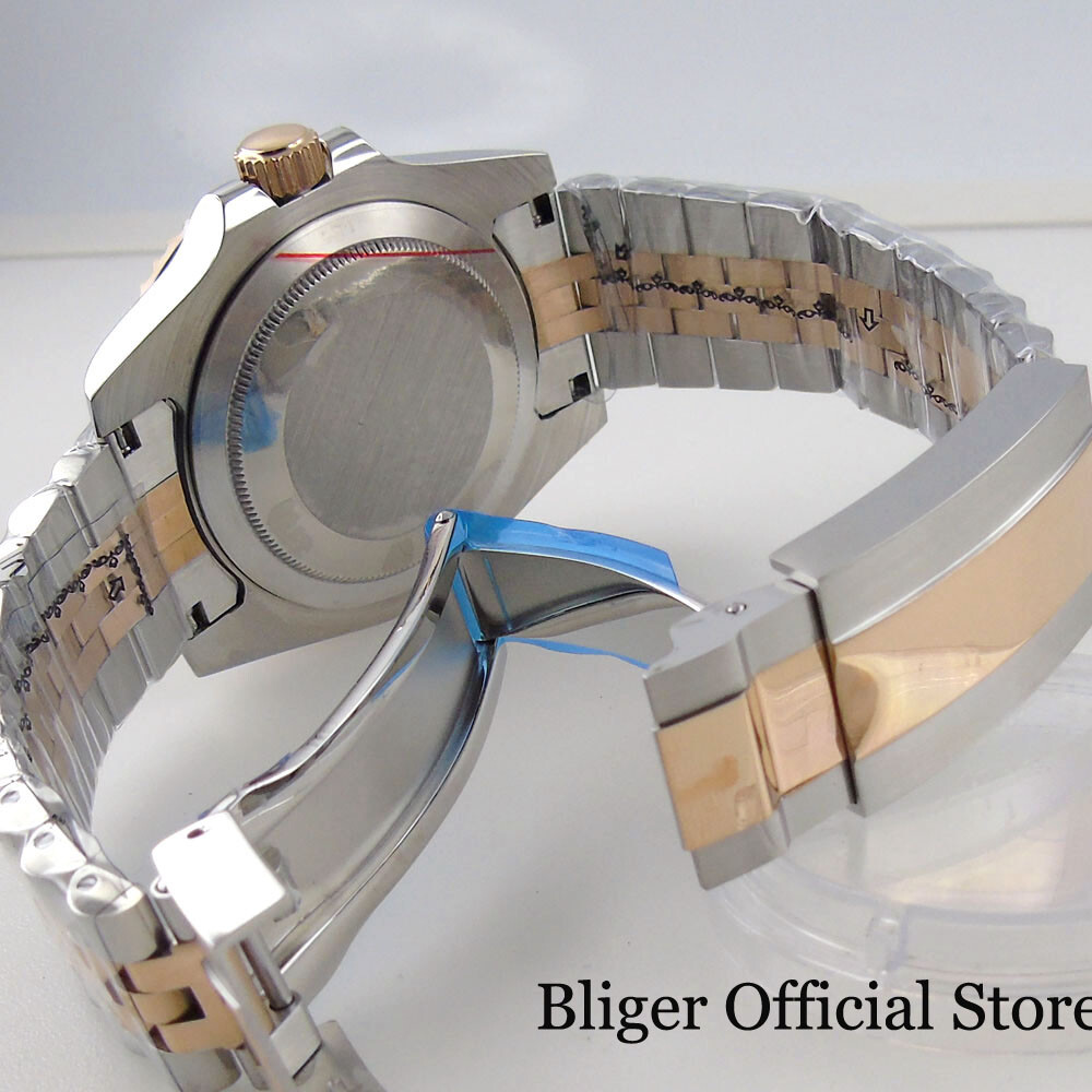 BLIGER fit NH35A NH36A ETA 2824 MIYOTA 8215 Two Tone Rose Gold Watch Case Oyster